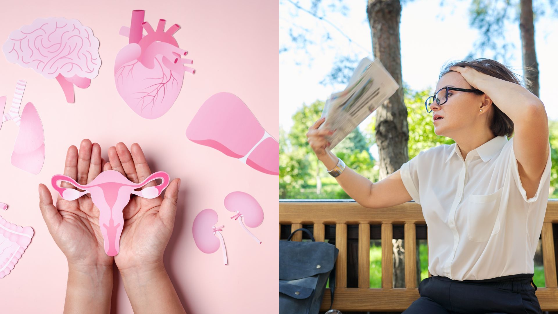 Mujer madura sonriente en la naturaleza, bienestar y salud femenina durante la menopausia